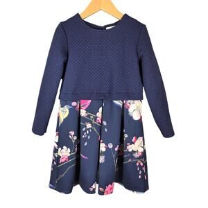 BAKER BY TED BAKER GIRLS’ QUILTED FLORAL DRESS – AGE 6–7 – NAVY BODICE